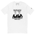 Business Woman’s Special graphic tee in white, front view with printed inside branding and sleeve QR