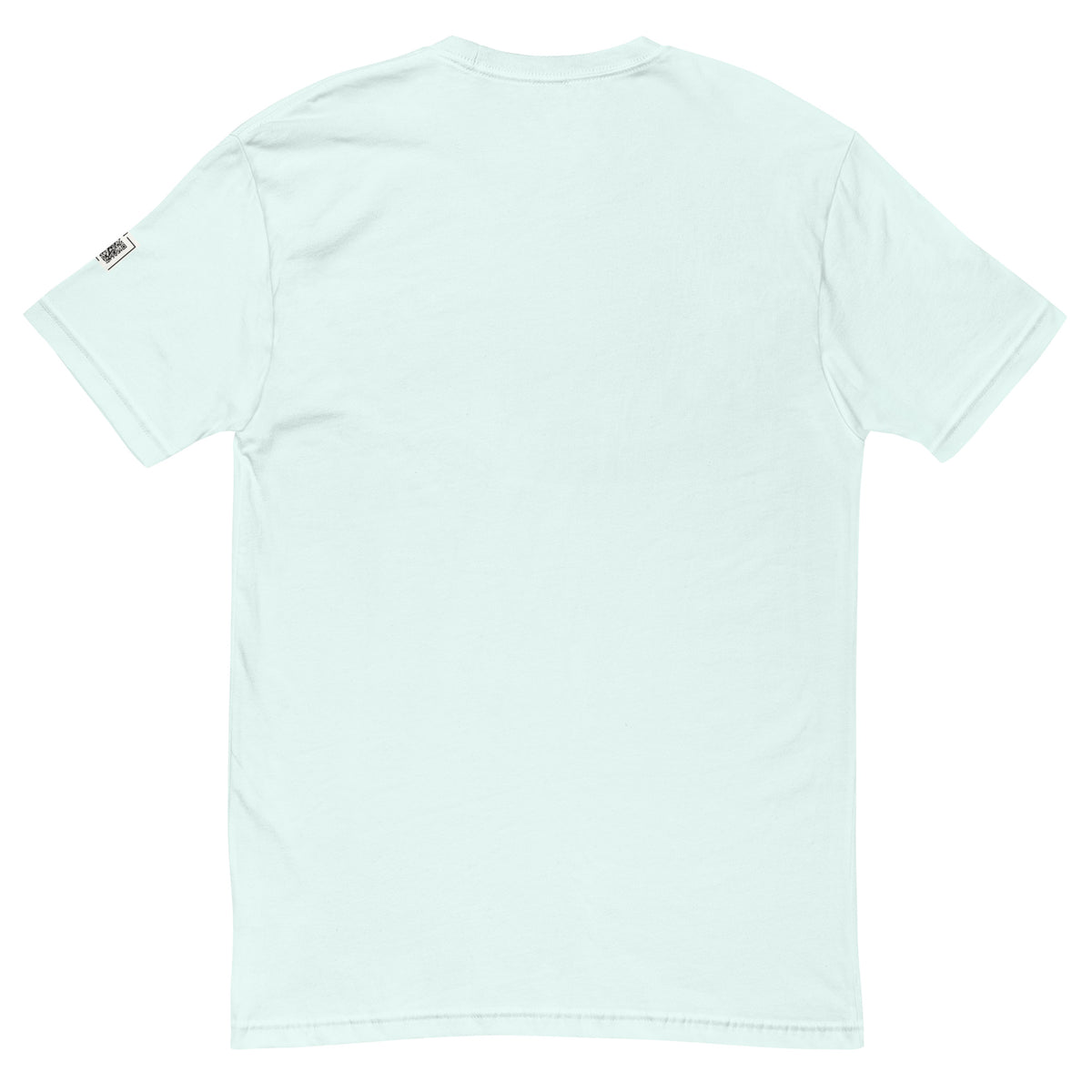Light Blue I Run Toward Red Flags short-sleeve tee, back view showing the unprinted back.