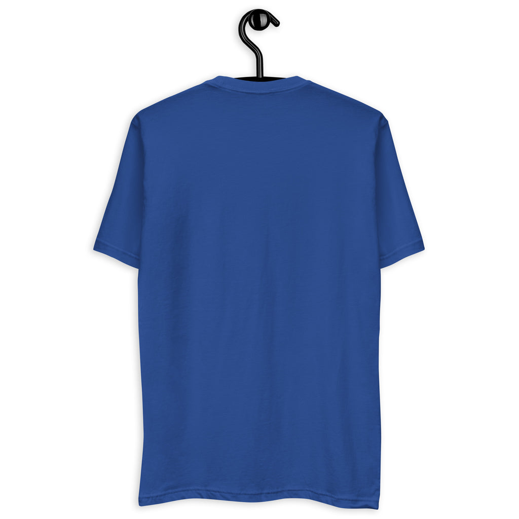 Royal Blue Sorry About What Happens Later short-sleeve tee, back view showing the unprinted back.