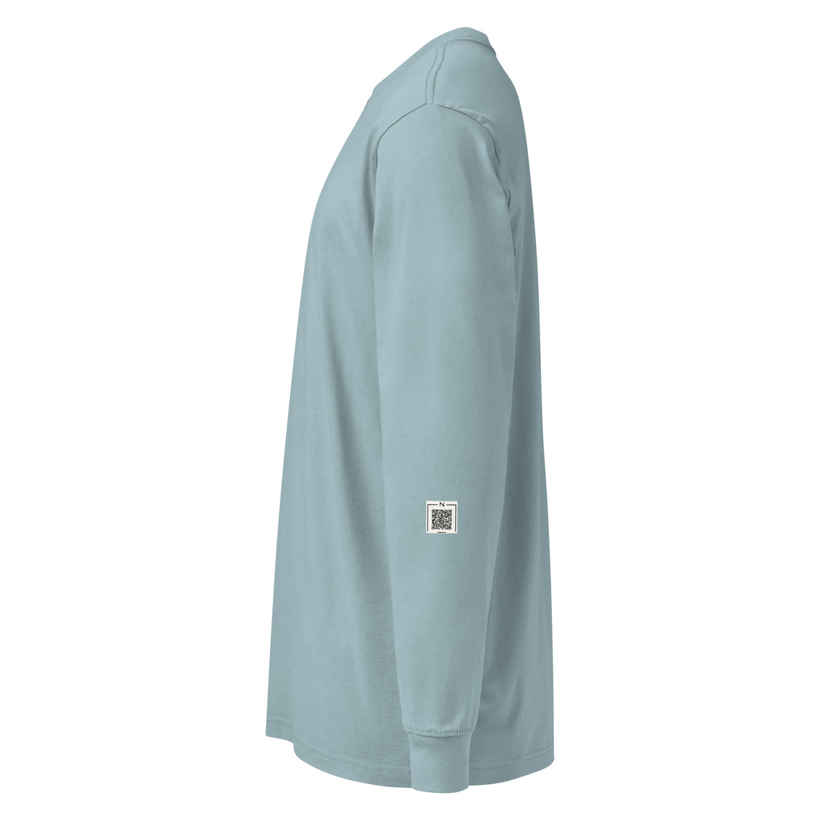 Agave Kelly Clarkson long-sleeve tee, left-side view showing a small QR code on the lower sleeve.