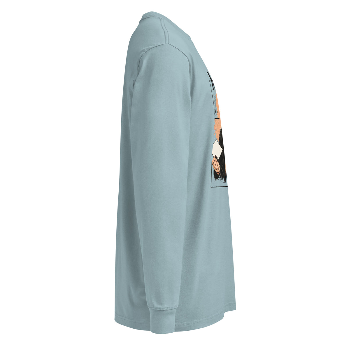 Agave You Fold It In long-sleeve tee, right side with part of the front graphic visible.