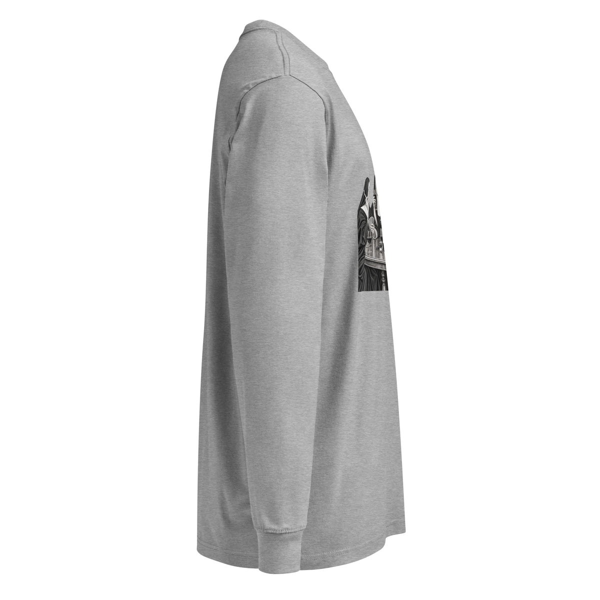 Carbon Grey Nuns Card Night long-sleeve tee, right-side view.
