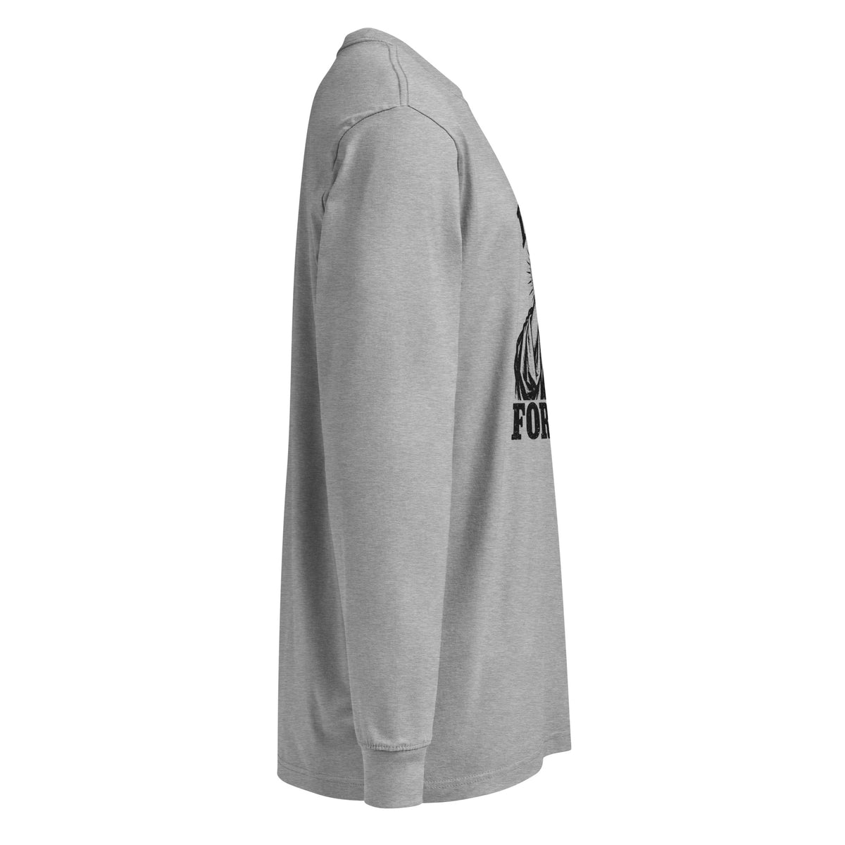 Carbon Grey I Died for This long-sleeve tee, right-side view.