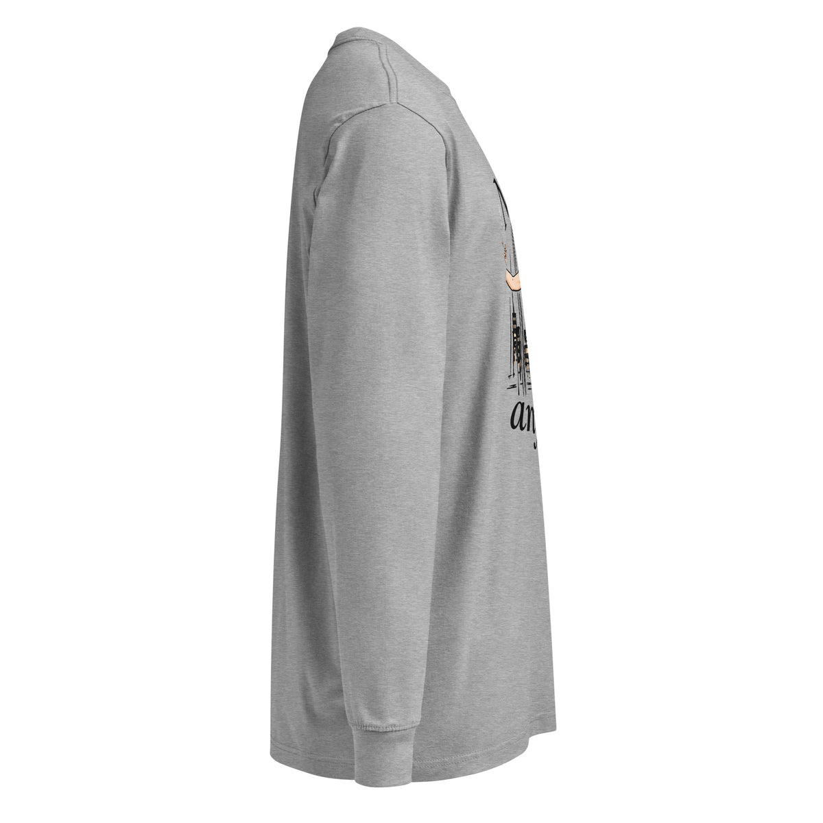 Carbon Grey Nobody’s Fun Anymore long-sleeve tee, right side with part of the front graphic visible.