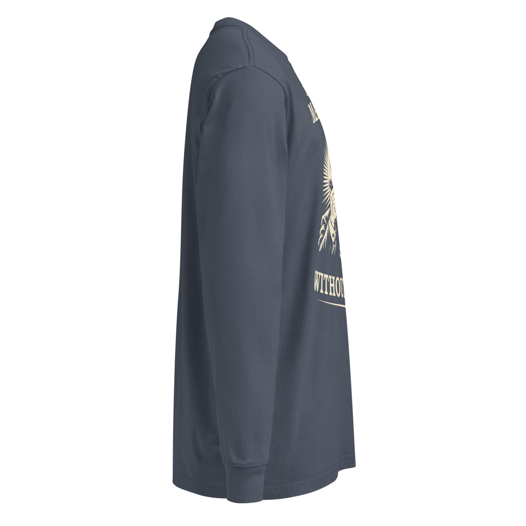 Harbor Blue Manslaughter long-sleeve tee, right-side view.