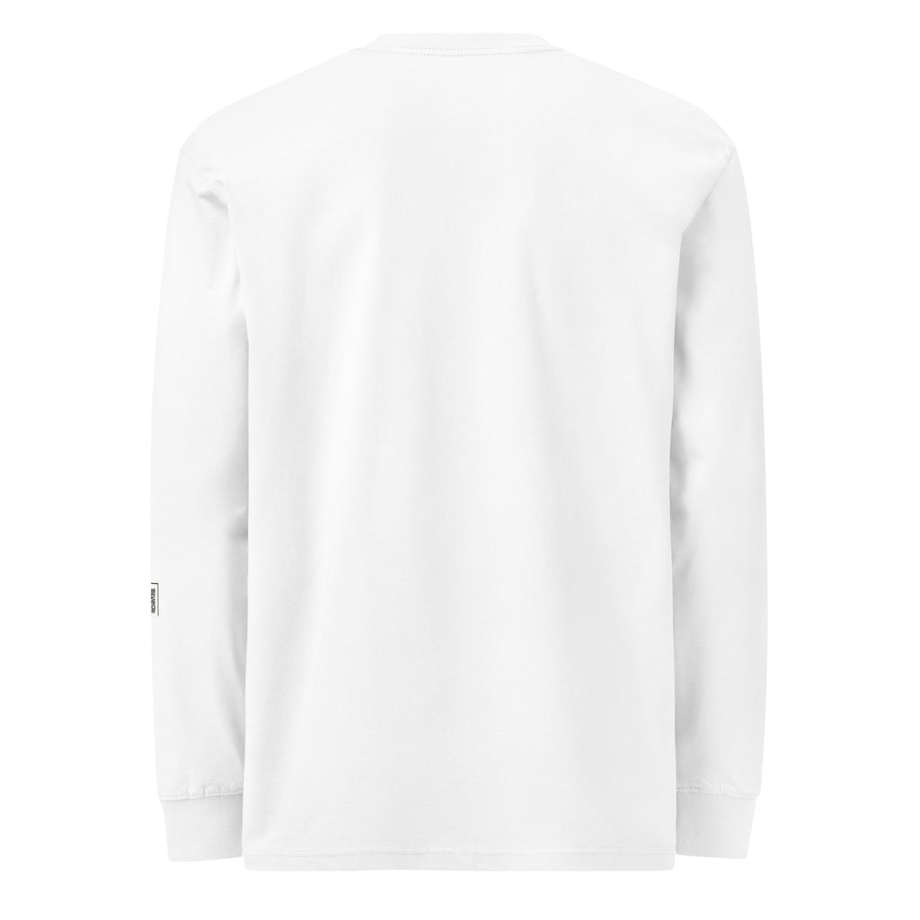 White I’m So Bored I Could Die long-sleeve tee, back view showing the unprinted back.