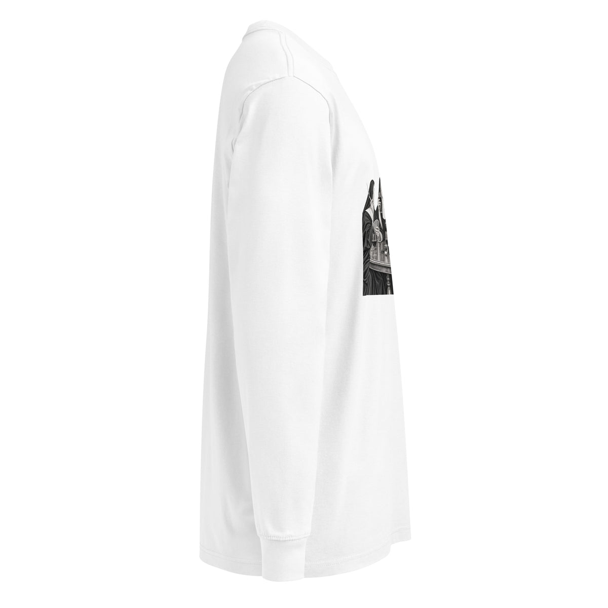 White Nuns Card Night long-sleeve tee, right-side view.