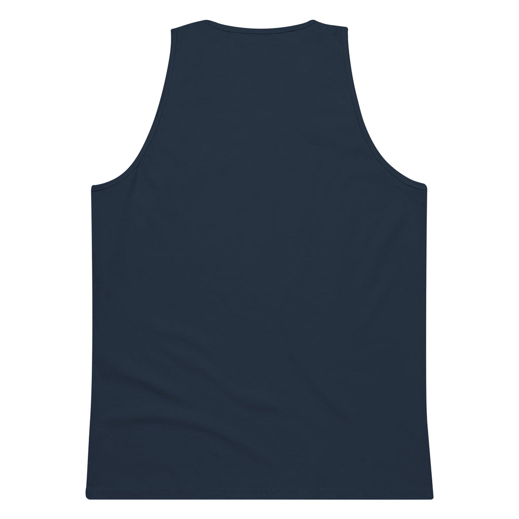 NERVE & Thread Signature Cotton Tank Top in Navy, back view.