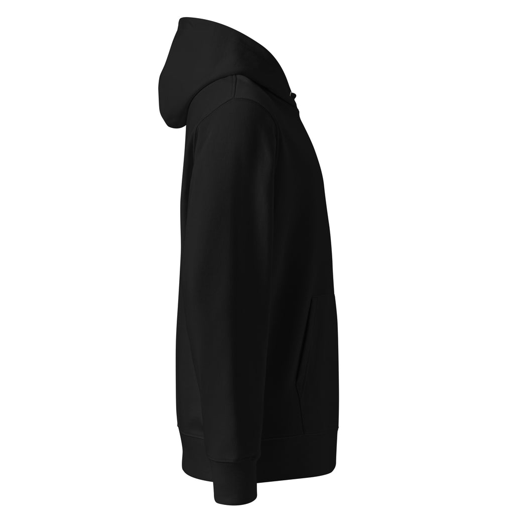 NERVE & Thread Signature Organic Hoodie in Black, right view.