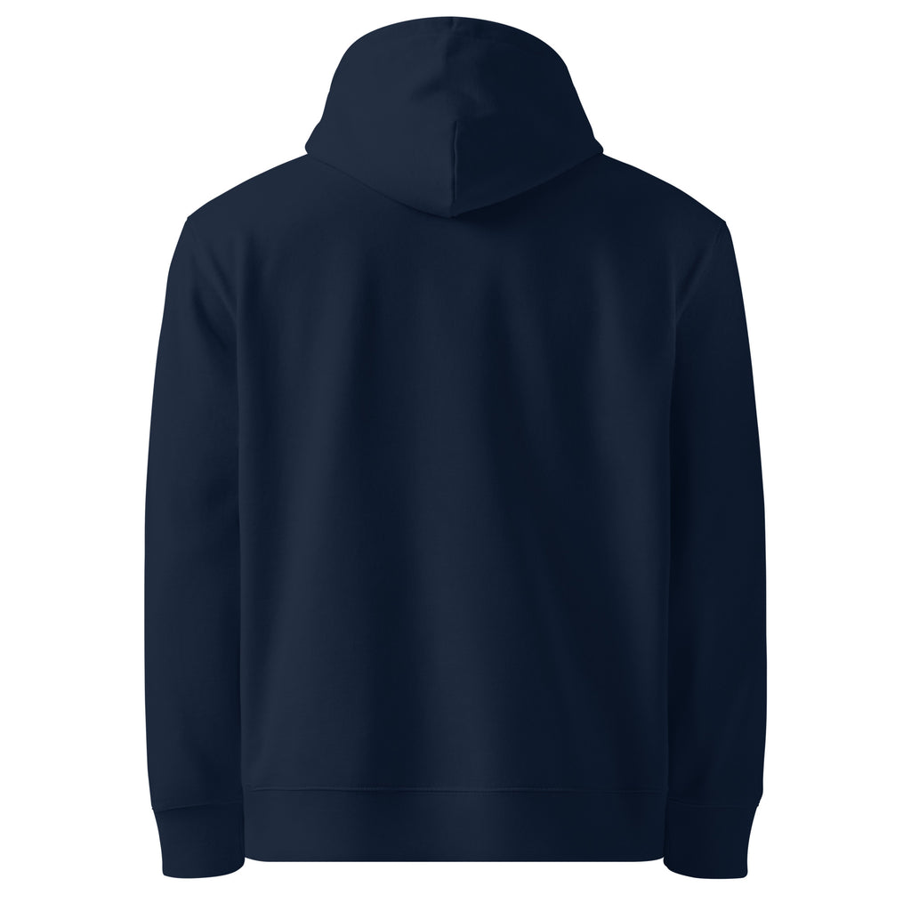 NERVE & Thread Signature Organic Hoodie in French Navy, back view.