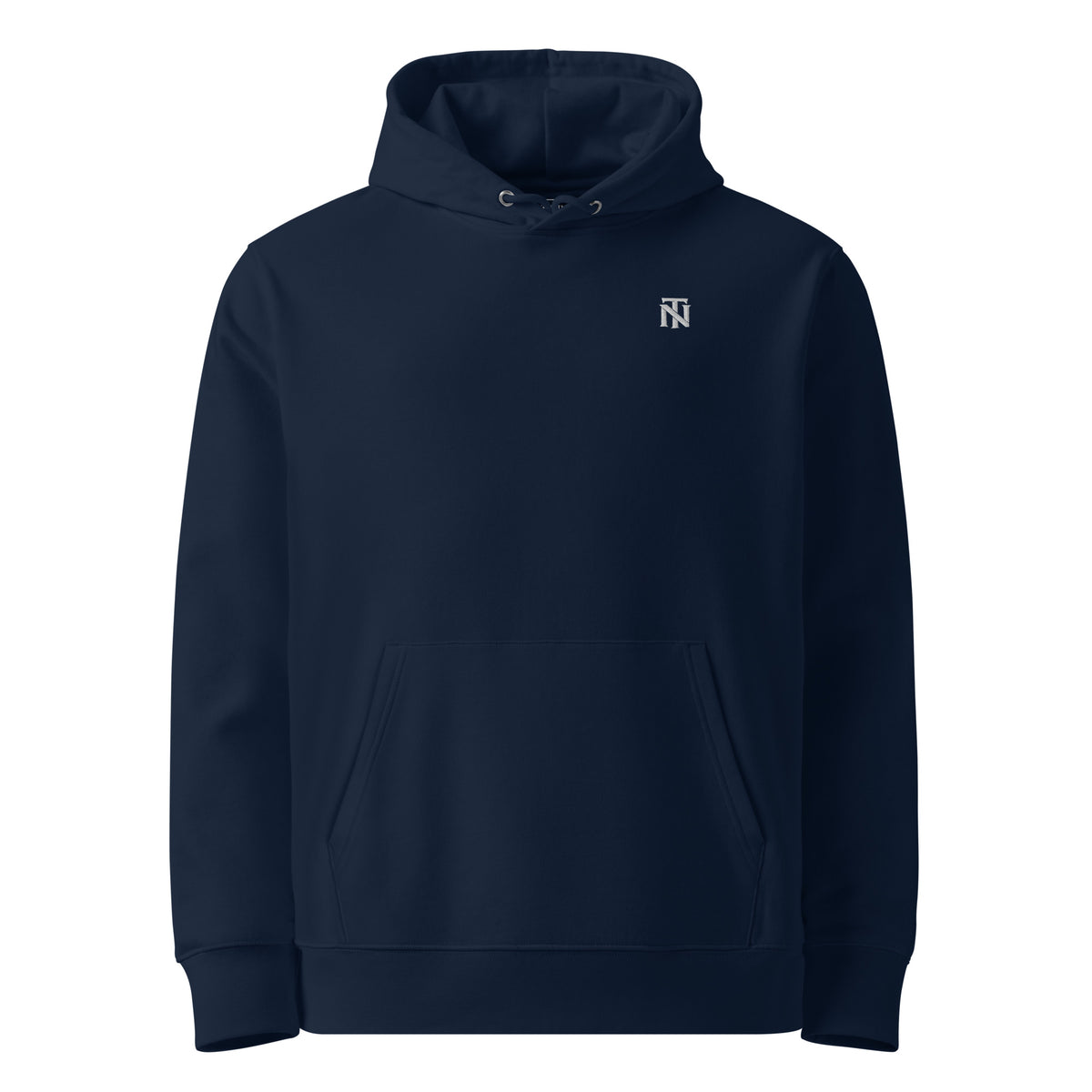 NERVE & Thread Signature Organic Hoodie in French Navy, front view.