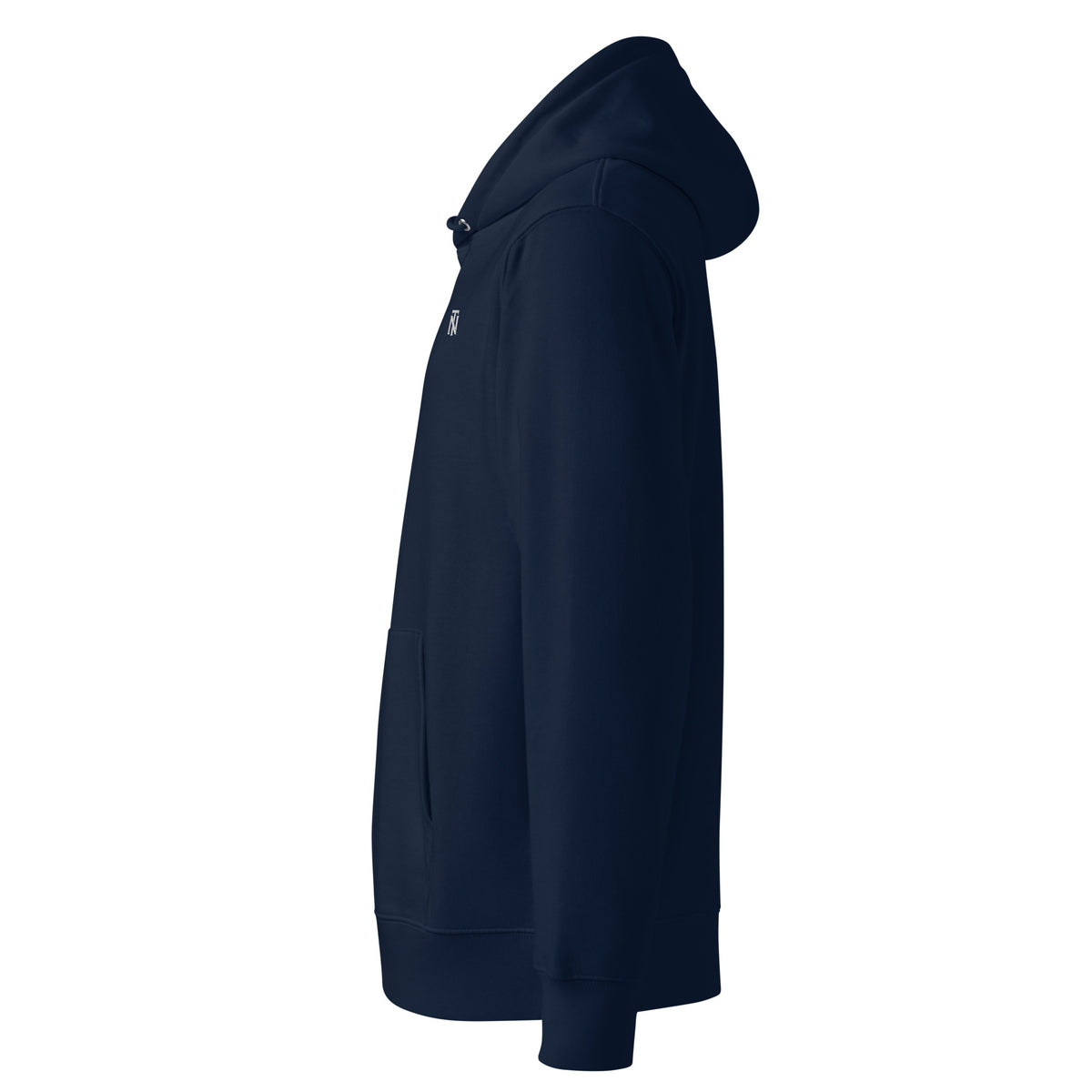 NERVE & Thread Signature Organic Hoodie in French Navy, left view.