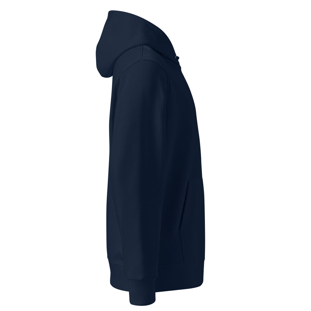 NERVE & Thread Signature Organic Hoodie in French Navy, right view.